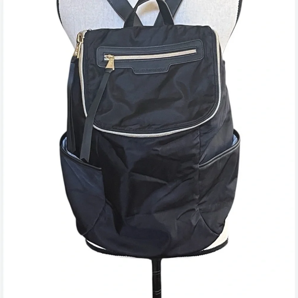 Aimee Kestenberg Black‎ Nylon Backpack with Gold Accents
